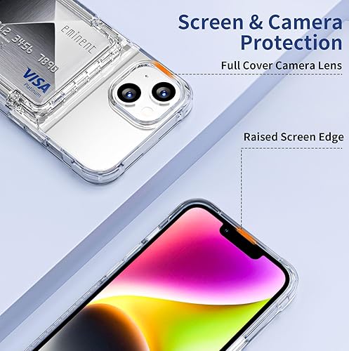 Miniatura 5 de Funda protectora transparente para iPhone 15 Plus, funda protectora para tarjetas de crédito, resistente a los golpes, antiarañazos, anti-amarilla,