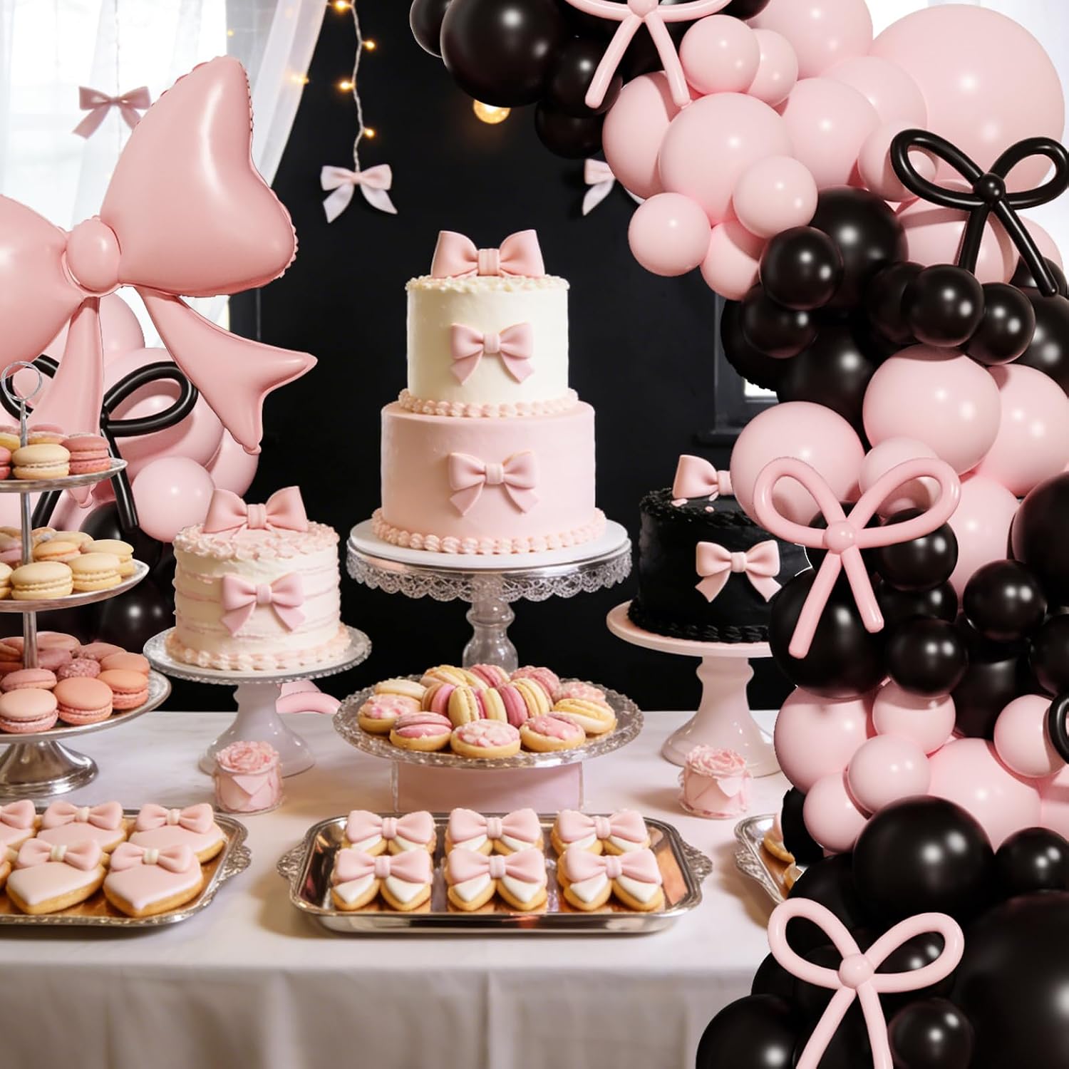 Coquette Birthday Decorations, 149 Pcs Pink and Black Bow Balloon Garland Arch Kit for Wedding Bridal Baby Shower Bachelorette Party Decorations image 3