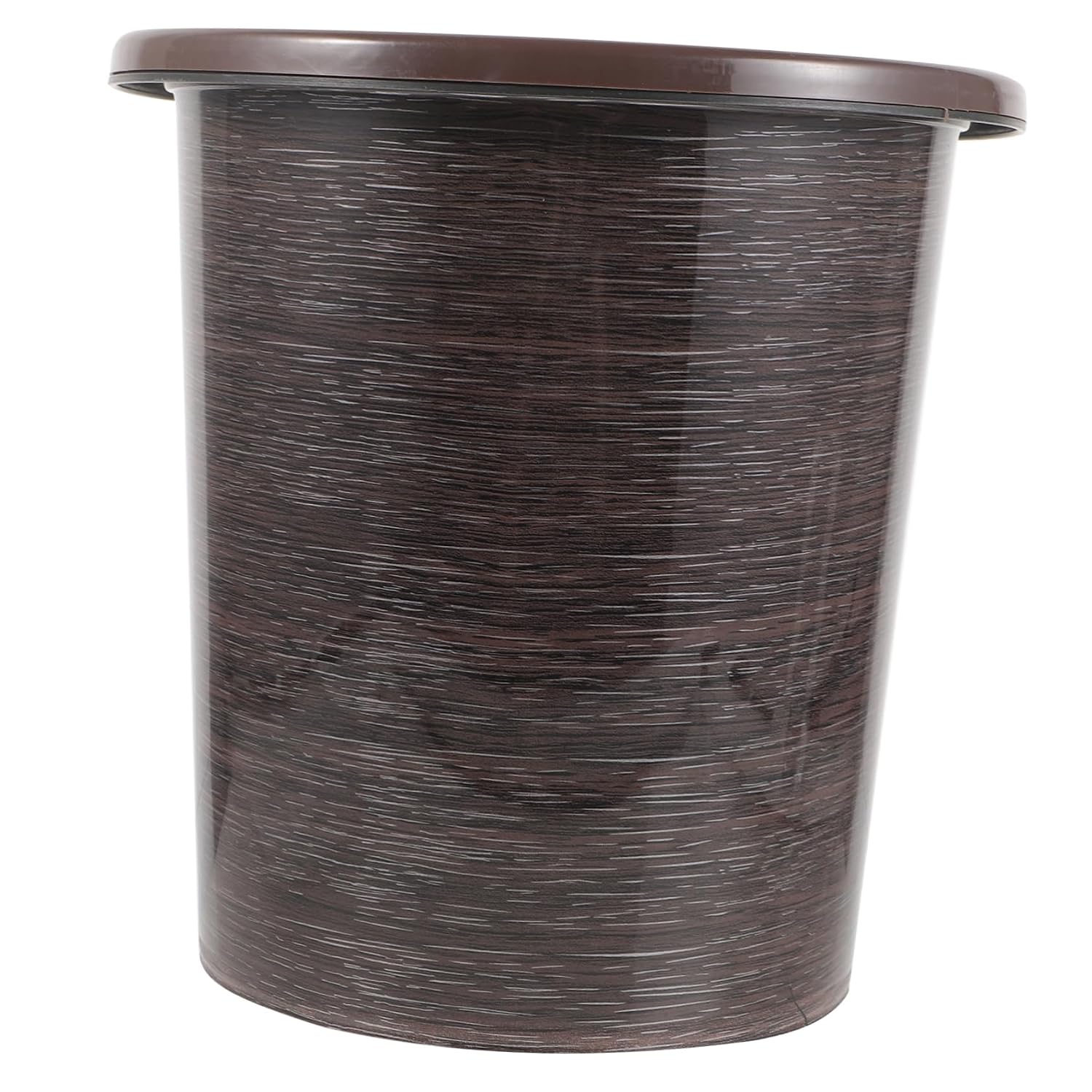 Cabilock 1pc Plastic Trash Can Coverless Waste Basket Press Ring Design for Office Use Imitation Wood Grain Rubbish Storage Bin Small