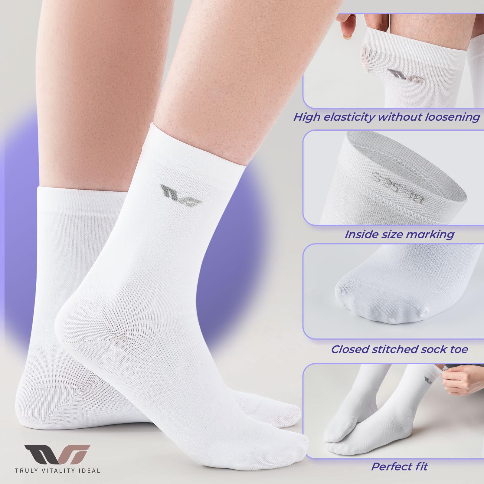 ROCKBROS TVI Chaussettes de Sport Femme Lot de 2, Socquette Courte Respirante Running Cyclisme Fitness Taille S/M