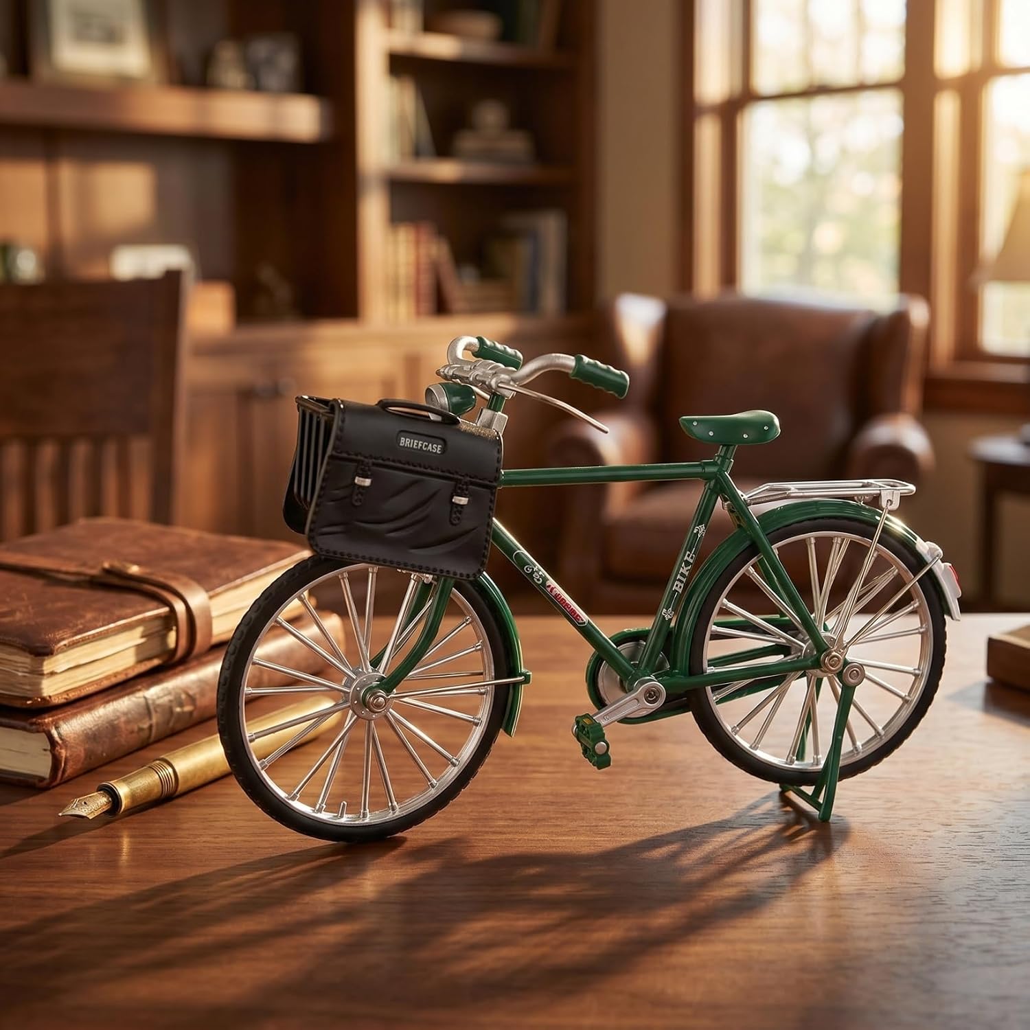 Luxshiny DIY Vintage Bicycle Model Kit Miniature Alloy Bike Decoration for Home Desk and Collectors Retro Style 1 Set of Simulated Bike Ornament