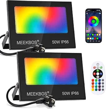 Projecteur LED RGB VAYALT 48W - 2 Pièces, Télécommande, Appli, 16M Couleurs - IP66 Pour Extérieur/Jardin/Fête