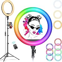 Vista 9 de Kaiess - Anillo de luz para selfie de 10.2 pulgadas con soporte de trípode ajustable de 65 pulgadas y soporte para teléfono para transmisión