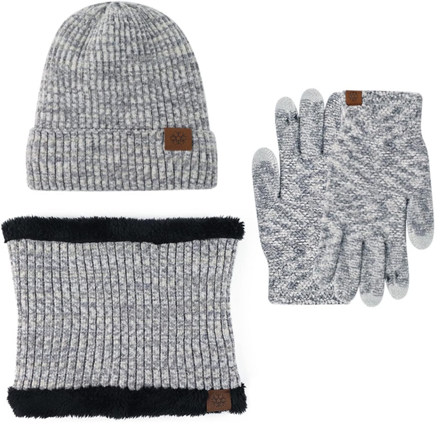 Hat Warm Knitted Scarf Set Warm Hat, Scarf, Gloves Touch Screen Outdoor Thickened 3PCS Set Outdoor Sports