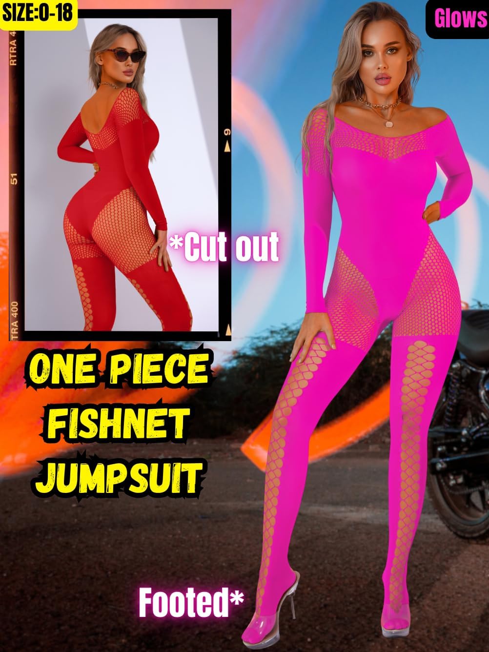 Womens Sexy Full Fishnet Bodysuit, One Piece Mesh Lace Jumpsuit Body Stockings, Rave Club Poster Exotic Dancer Outfit - Image 2