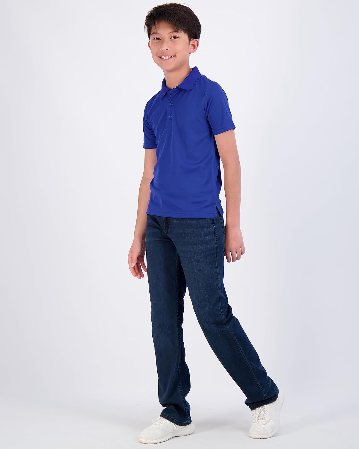 Real Essentials 3 Pack: Boy's Short Sleeve Polo Shirt - School Uniform Active Performance Golf (Ages 4-16) - Image 6