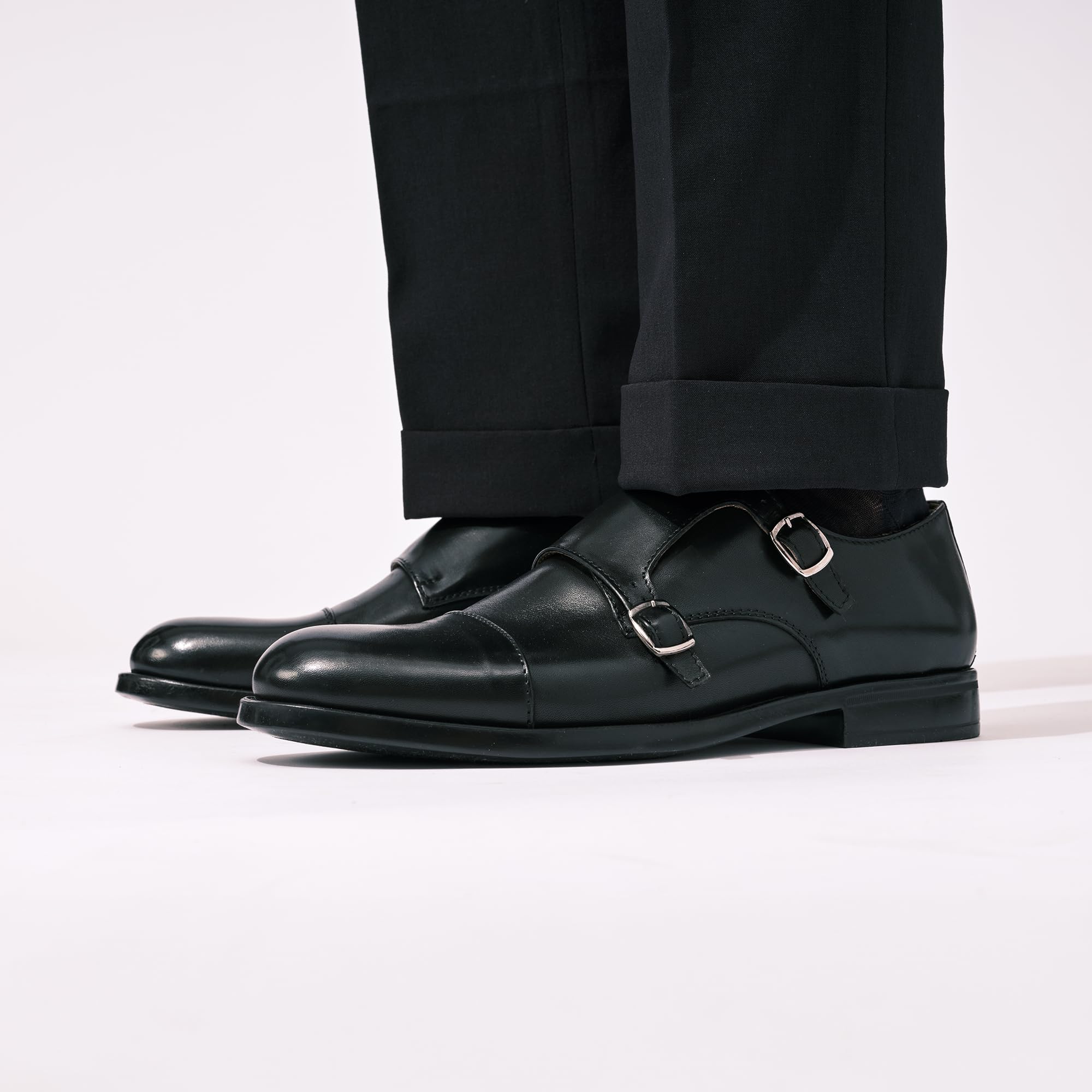 Scarpe da Uomo Eleganti con Doppia Fibbia in Vera Pelle e Soletto in Memory Foam - Suola Gomma Superleggera - Made in Italy