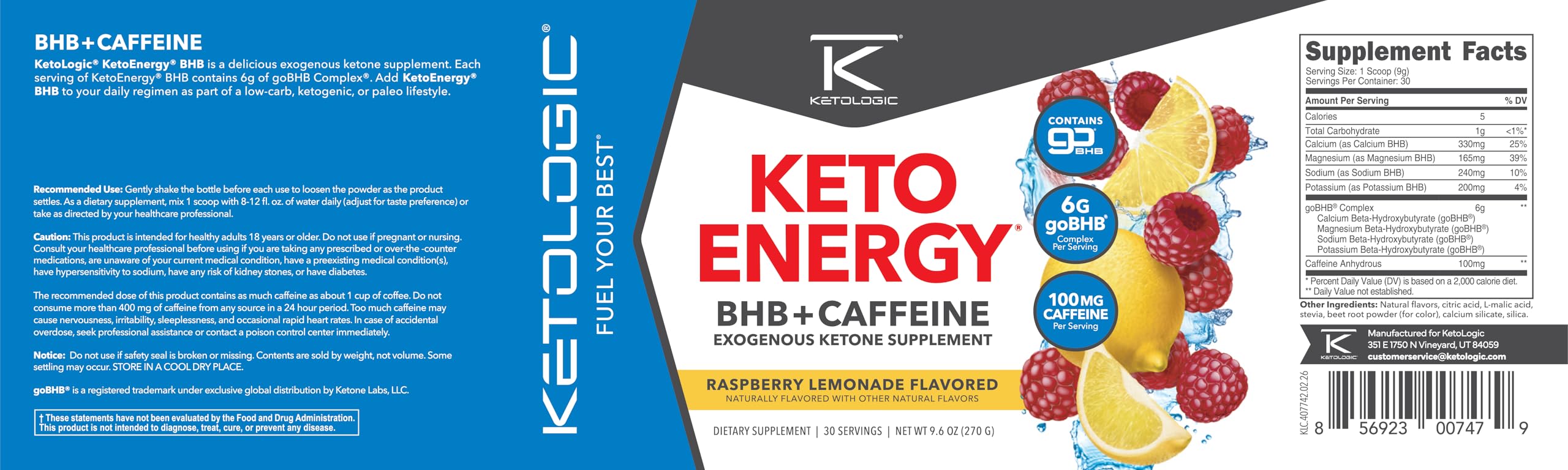KetoLogic KetoEnergy BHB with Caffeine Powder (Raspberry Lemonade) 30 Serv — Amazon image 5