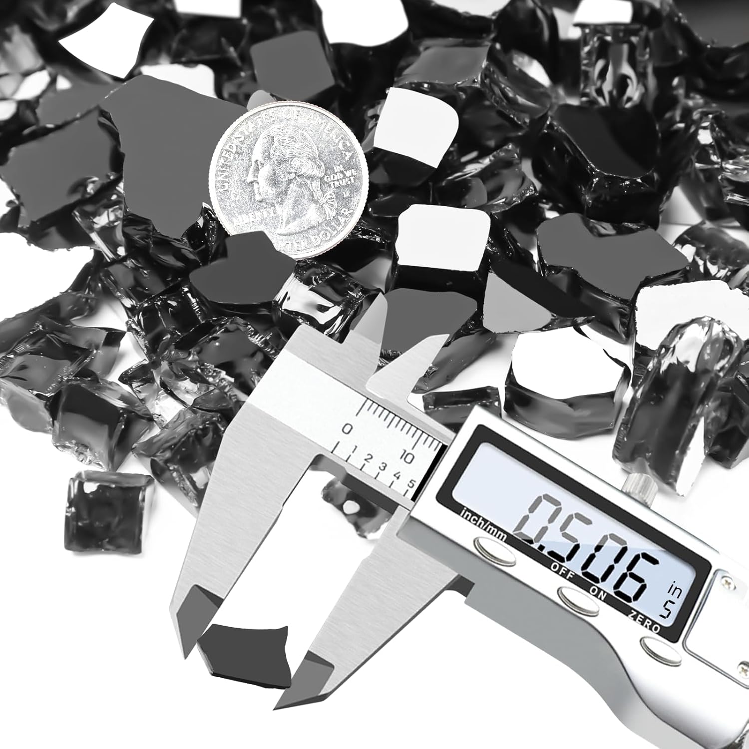 10 lbs Fire Glass, 1/2 Inch Black Reflective Fire Glass for Propane Fire Pit, Fire Pit Glass Rocks Safe for Fireplace, Table and Landscaping - Image 3