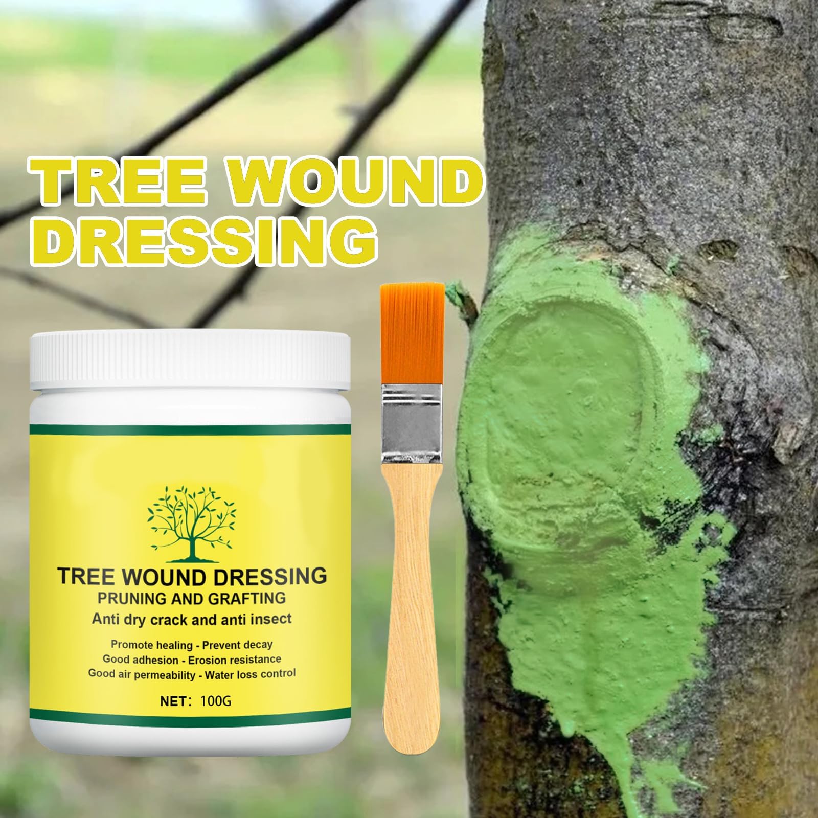 Tree Wound Pruning Sealer, Tree Wound Dressing with Brush Tree Wound Pruning Sealer, Tree Wound Dressing with Brush