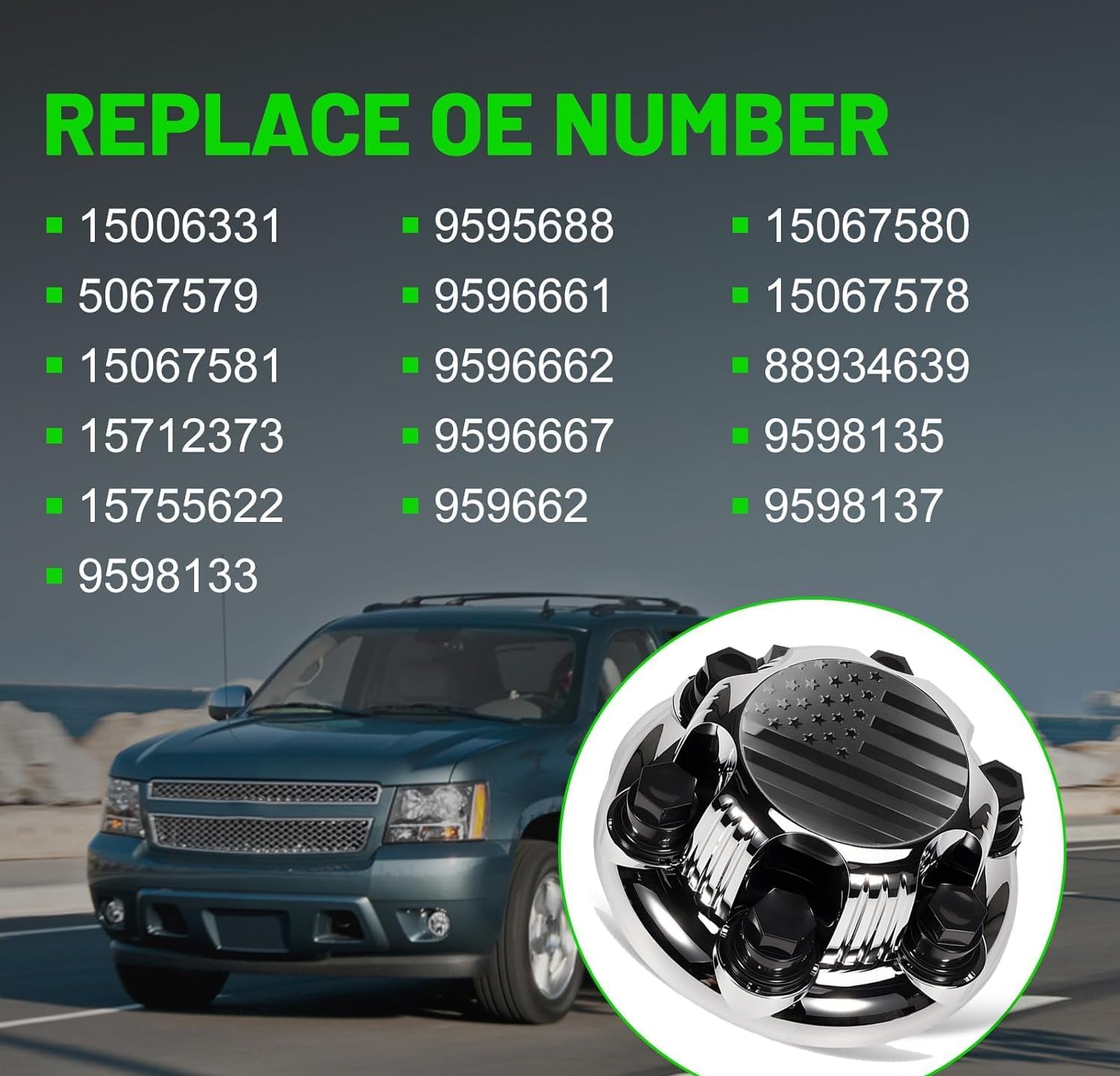 New 6 Lugs Chrome Wheels Center Cap for Silverado/Tahoe/Suburban/Avalanche/Express/Savana/Sierra/Yukon，OEM Replacement Chrome Hub Cap Center Set for 16"/17" Inch Wheel Rims Cap