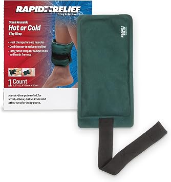 Rapid Relief Reusable Hot or Cold Clay Compress Wrap Small Heat or Ice Therapy Pack for Back, Hip & Body Pain Relief, Flexible Clay Pack with Adjustable Strap for Compression Support