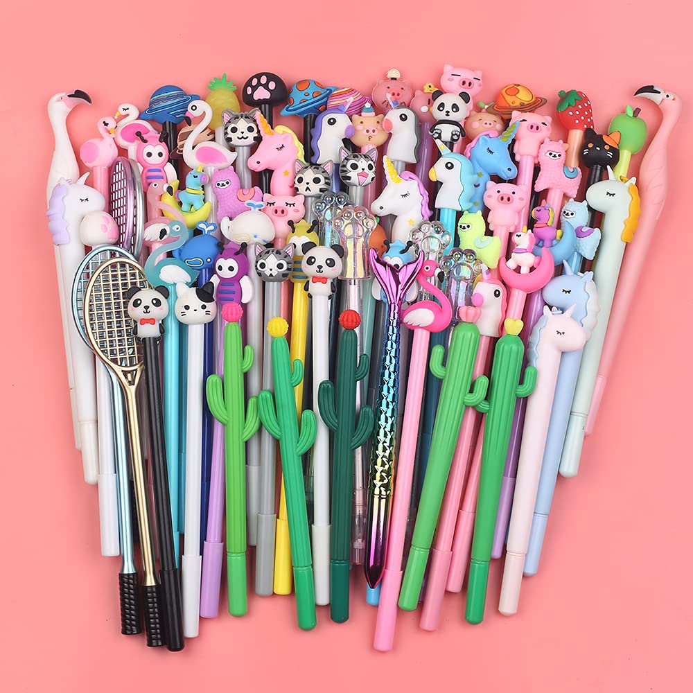 Amazon.com: 80Pcs/bulk Cute Pens Kawaii Funny Writing Rollerball Ballpoint  Pretty Cool Animal Gel Pen Back to School Office Supply Girl Women Journal  Calligraphy Cactus Panda Unicorn Stationery Thing, YATBO Set : Office