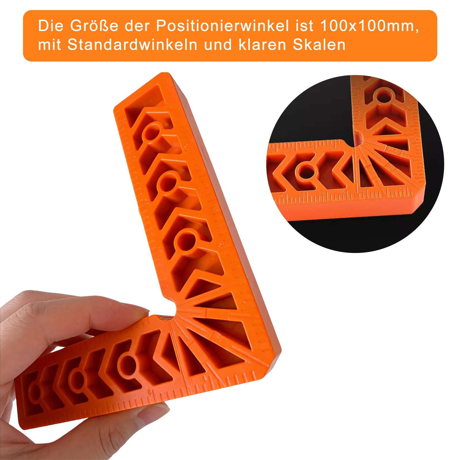 2 Stück 90 Grad Positionierwinkel, 4 Zoll Positionierwinkel, Winkelklemmen für Holzarbeiten, mit 4 Stück Einstellbare Befestigung, für Installationshilfe und Positionierung von Holz, Stein