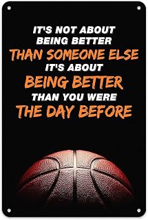 Sports Quote Art Print - Basketball Motivational Quote - It's Not About Better Than Someone Else Metal Tin Sign - Inspirational Wall Decor for Gym, Office, Bedroom 8"x12"