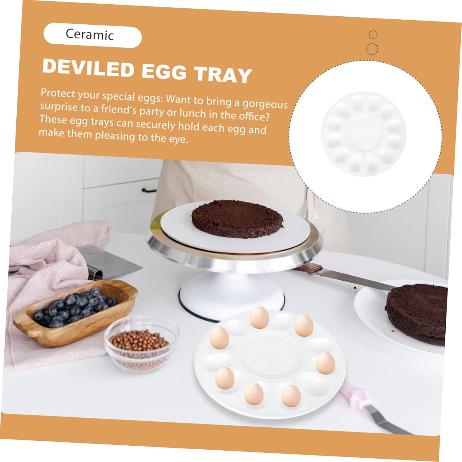 Uonlytech Western Style Egg Storage Plate for Deviled Eggs Durable Egg Holder with Smooth Finish for Fridge Table Decor Practical Kitchen Accessory for Home and Gatherings