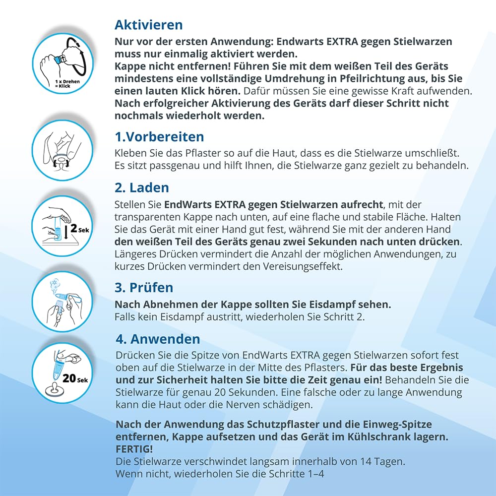 EndWarts EXTRA: Stielwarzen behandeln, Vereisungsmittel zur Behandlung von Stielwarzen an Hals, Brust & Achseln, 9-Einweg-Spitzen & 9 Pflaster, Aufnäher,Spray