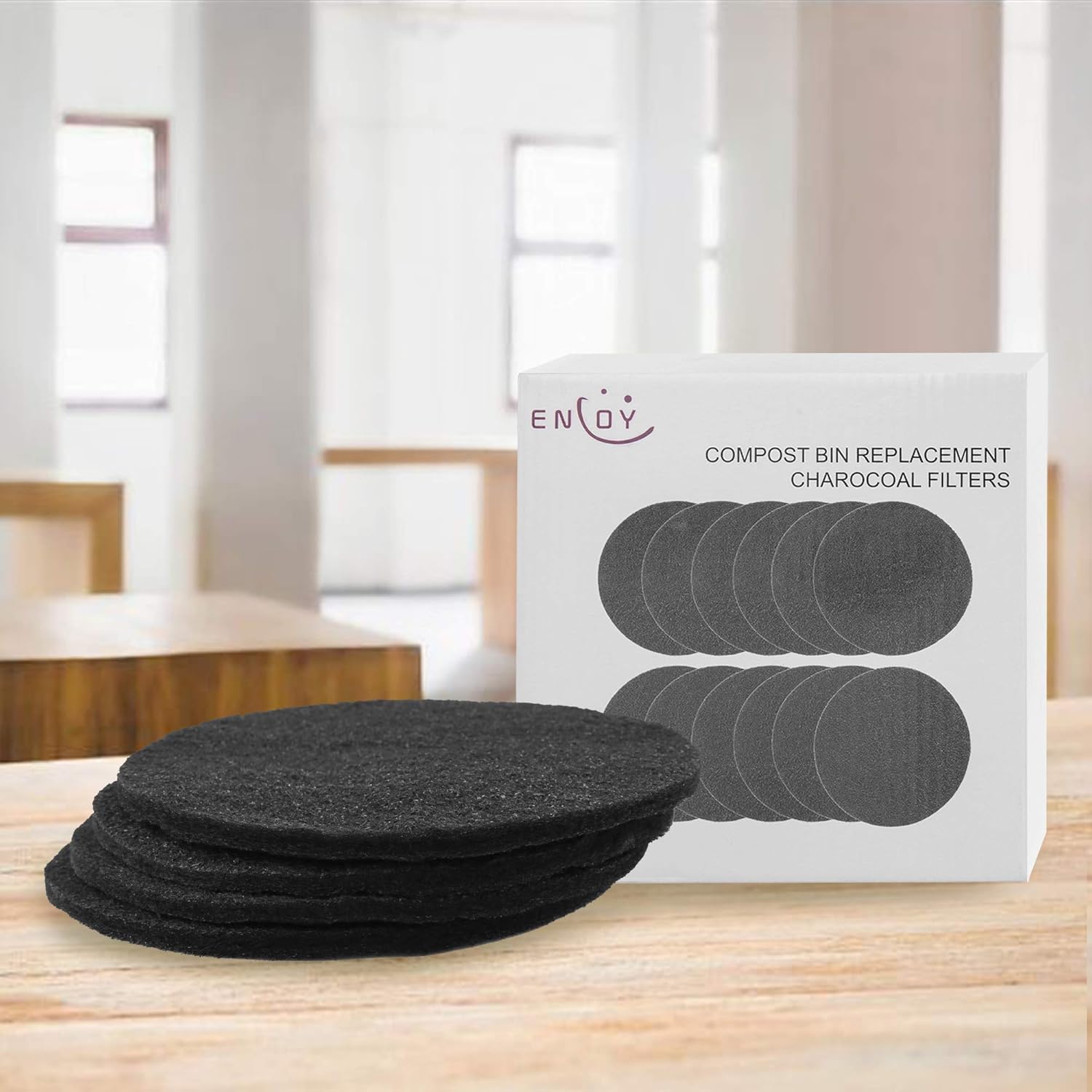12 Pack Compost Bin Filters Extra Thick Activated Carbon Kitchen Compost Filters Refill Replacement Filters, Odor Absorbing Charcoal Filters 7.2 Inch: Home & Kitchen