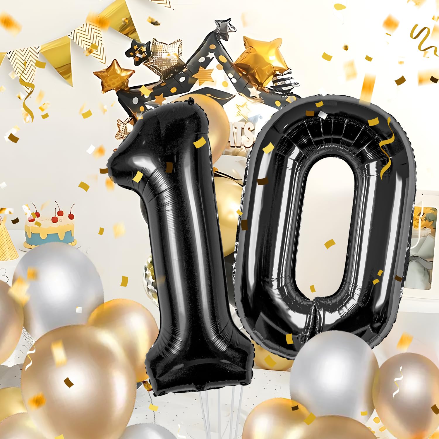 Palloncino 10 Anni Ragazza Compleanno Decorazione Rosso Nero 10