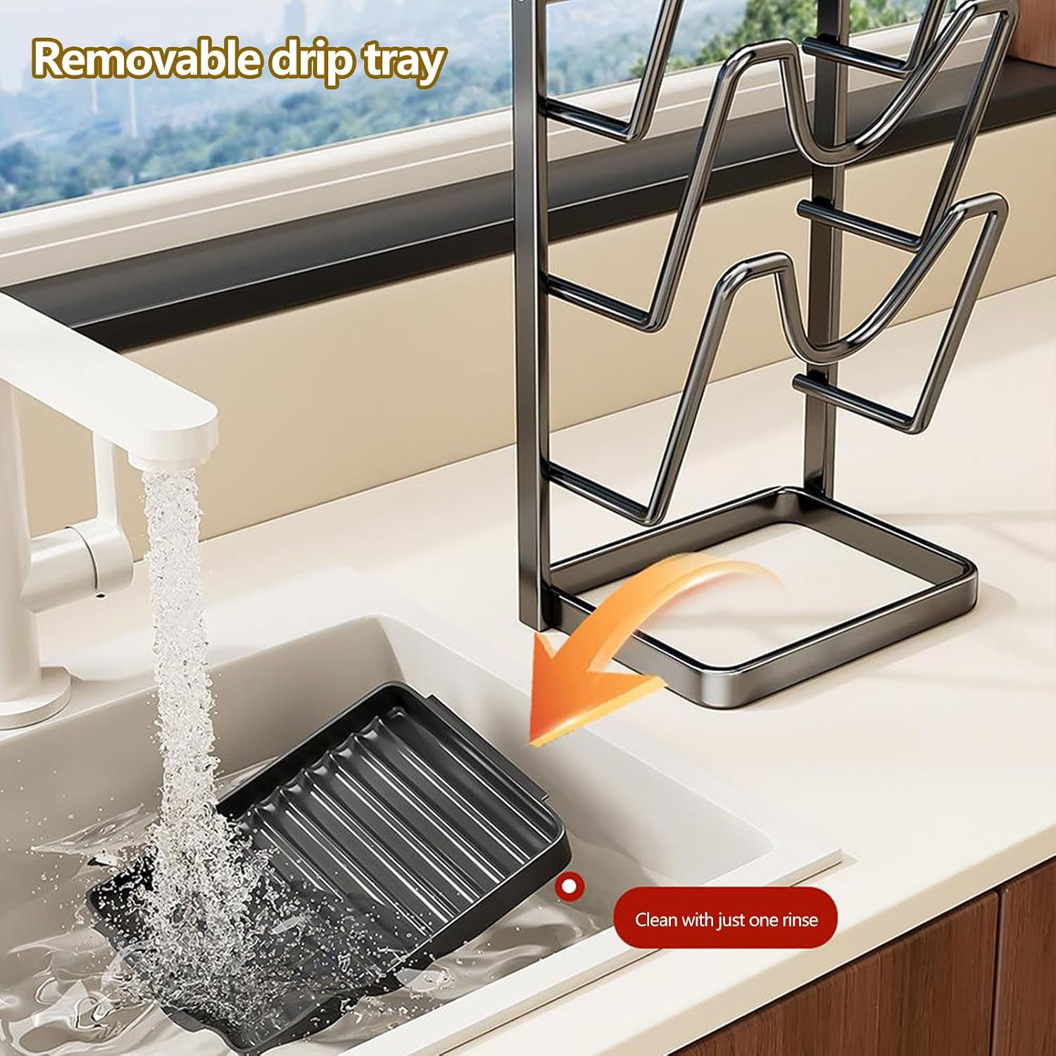 Stable Kitchen Rack Holder Secures Utensils Boards Prevents Spills Efficiently Compact Not Slip Rack