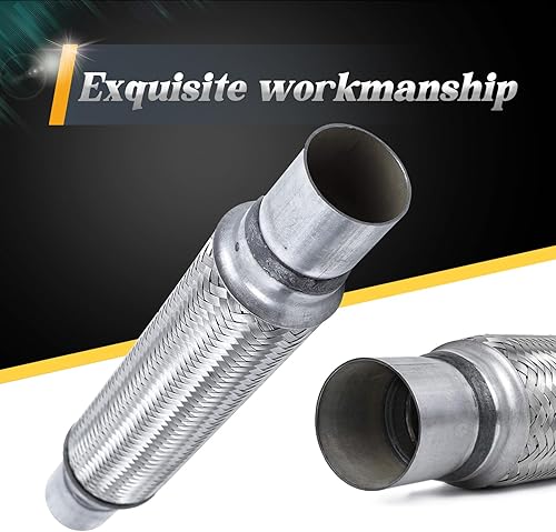 Miniatura 3 de Tubo flexible de escape, 2 x 12 x 16 pulgadas de longitud total, tubo flexible de doble trenza de acero inoxidable resistente, paquete de 2