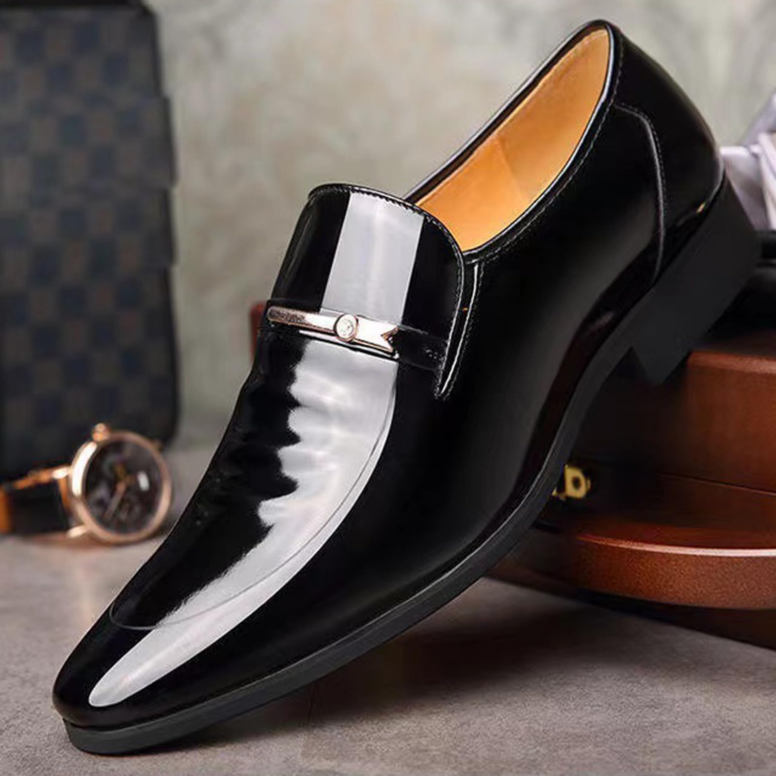 Negocios Casual Slip En Mocasines Charol Cuero Formal Oxford Vestido Zapatos Esmoquin Boda Zapato De Los Hombres