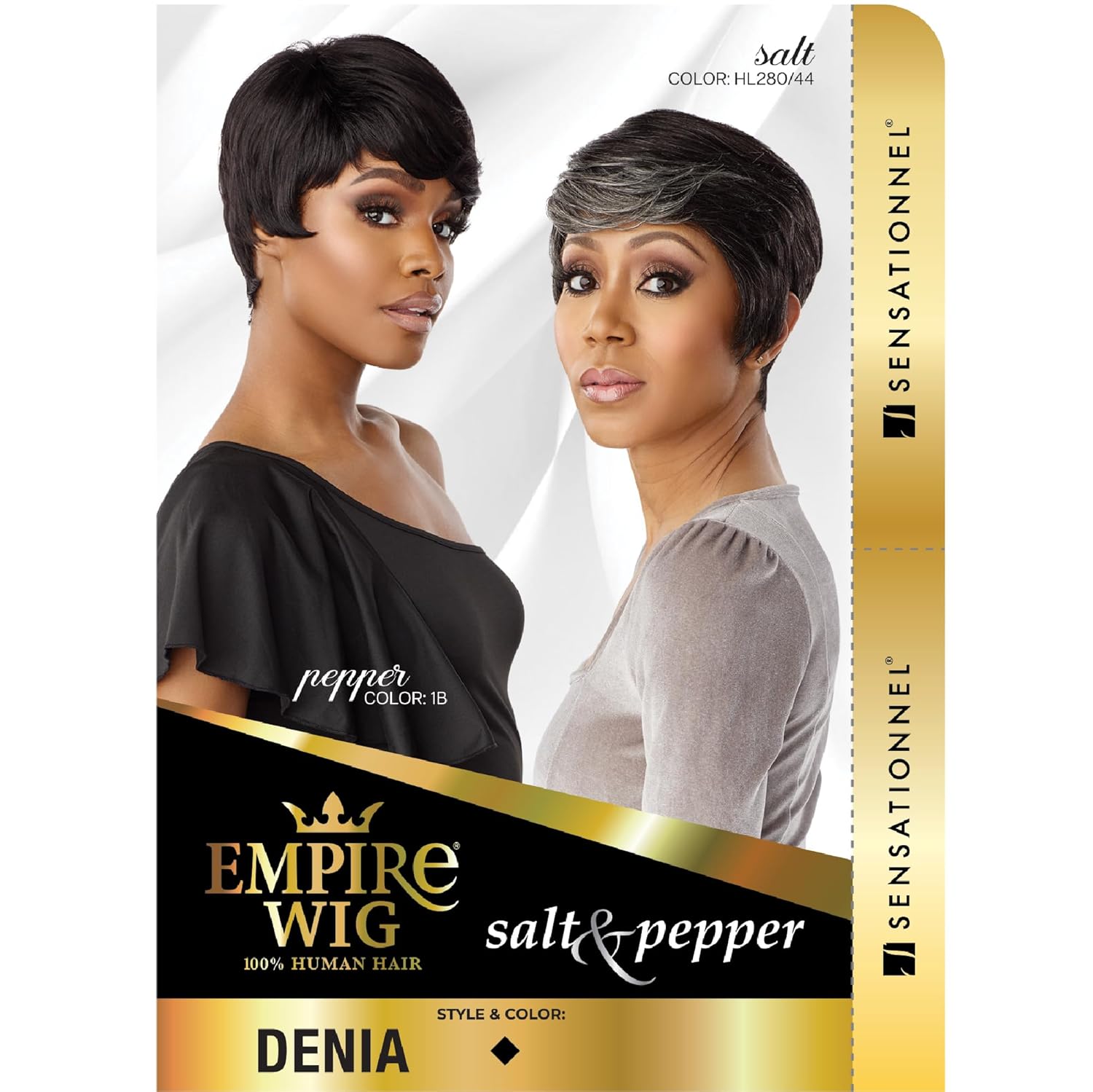 Sensationnel Empire Human Hair Wig - Salt And Pepper Denia Contouring Mesh Cap Heat Safe (HL280/44)