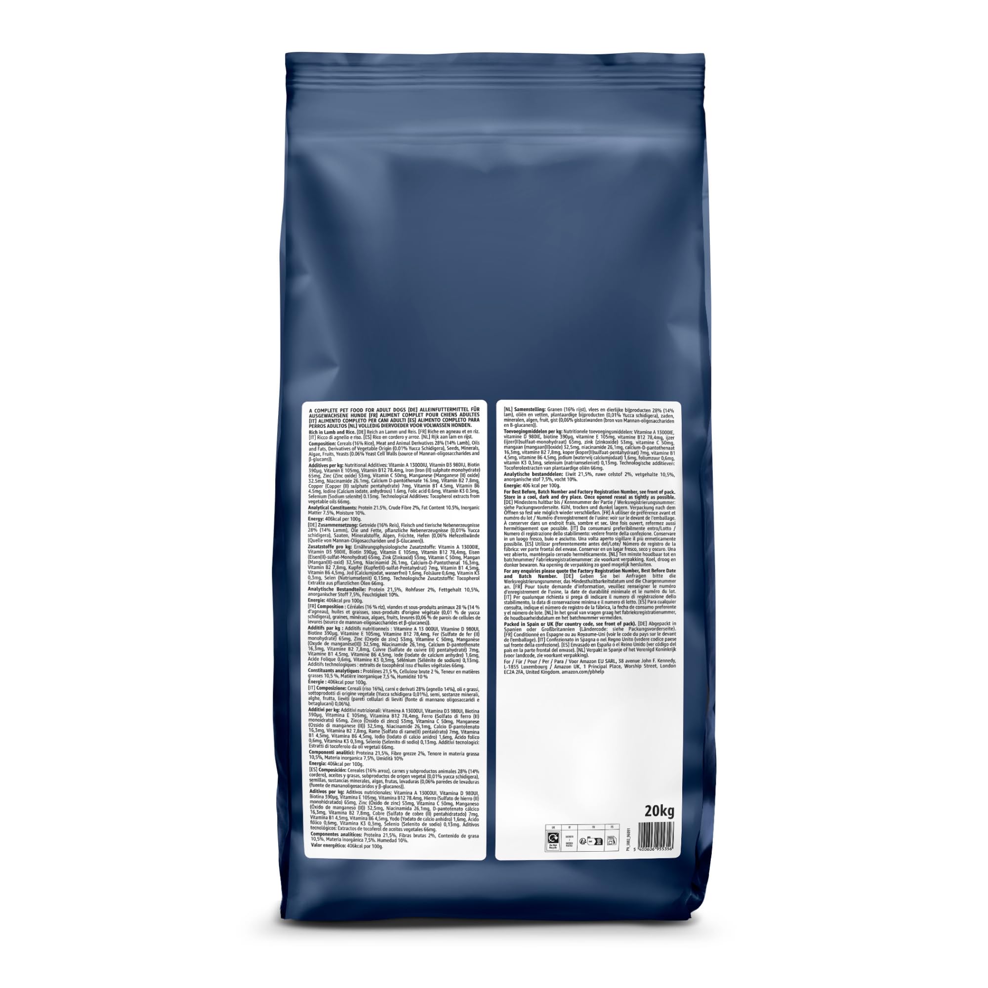 by Amazon - Croquettes complètes pour chien adulte, riche en agneau et riz, 1 lot de 20kg - 3