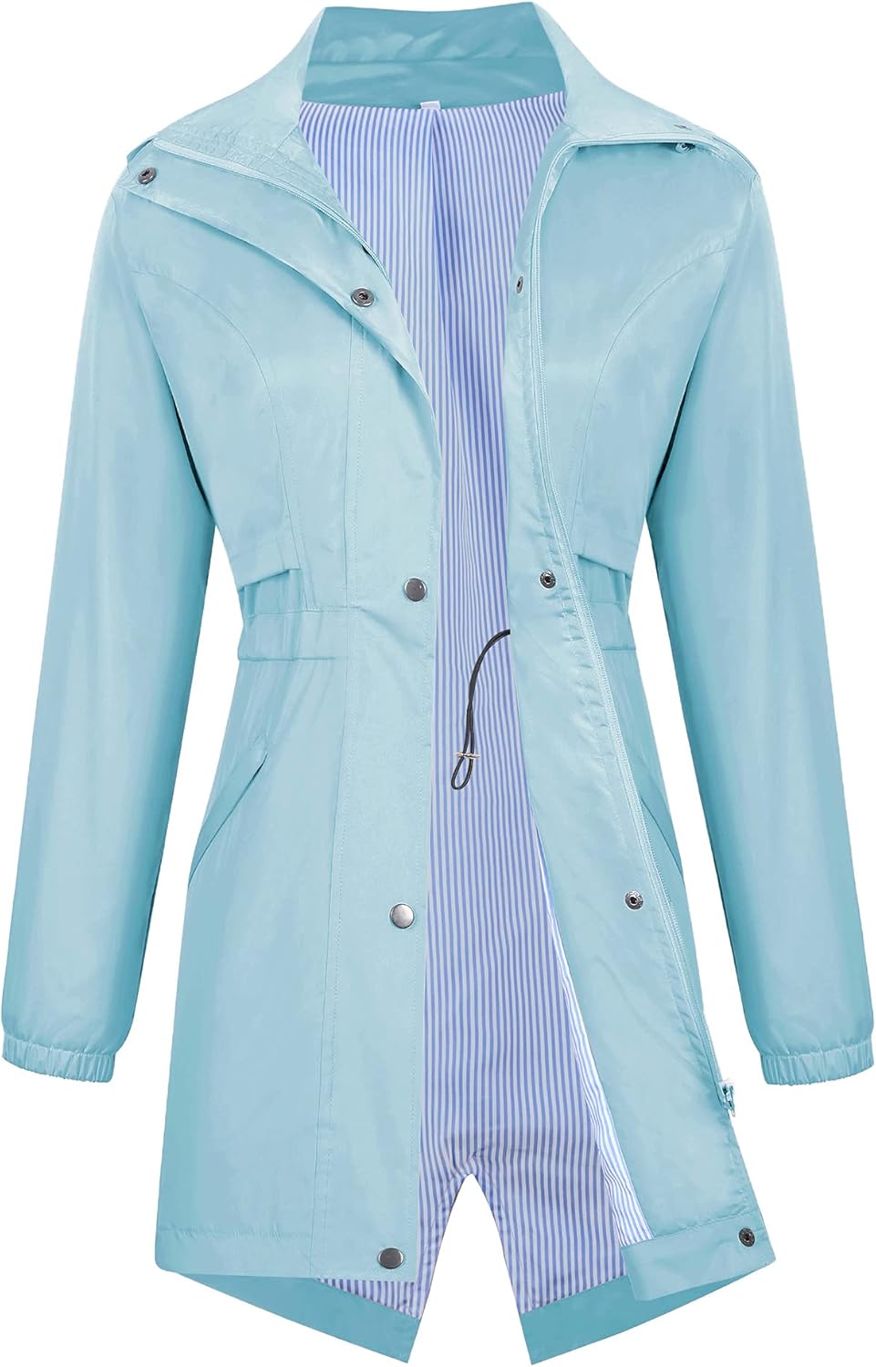Avoogue Womens Raincoats Waterproof Cinch Waist Breathable All Weather Jacket Long - Image 4