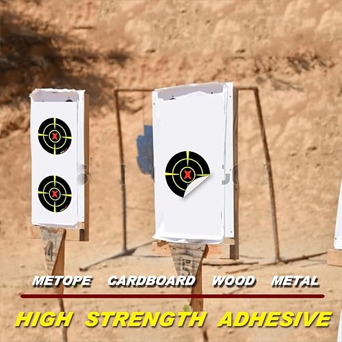 Miniatura 4 de Atflbox Adhesivo de salpicaduras de 3 pulgadas, amarillo fluorescente Bullseye, 250 rollos autoadhesivos para pistola BB, pistola de pellets,