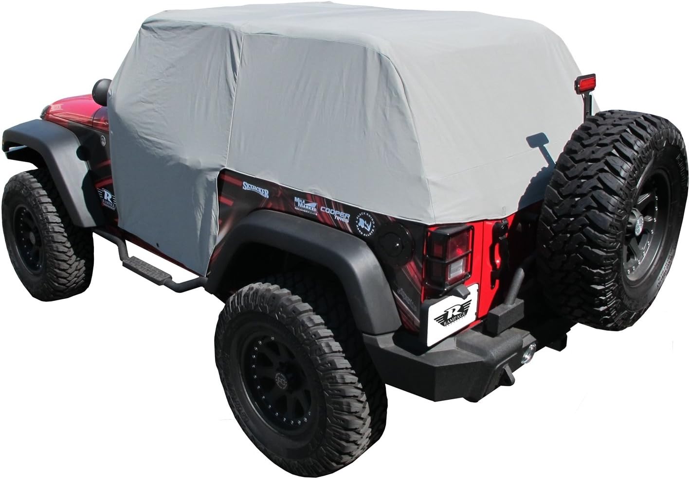 RAMPAGE PRODUCTS Waterproof Cab Cover for Jeep Wrangler JK | Grey, Door Flaps | 1163 | Fits 2007-2018 Jeep Wrangler JK 2-Door