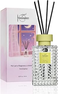 Reed Diffuser, Eucalyptus Scent Air Freshener, 5.07 fl oz | Alcohol-Free, Premium Home Fragrance, 150ml, Long-lasting Essential Oil with 8 Sticks, Bathroom Shelf Decor