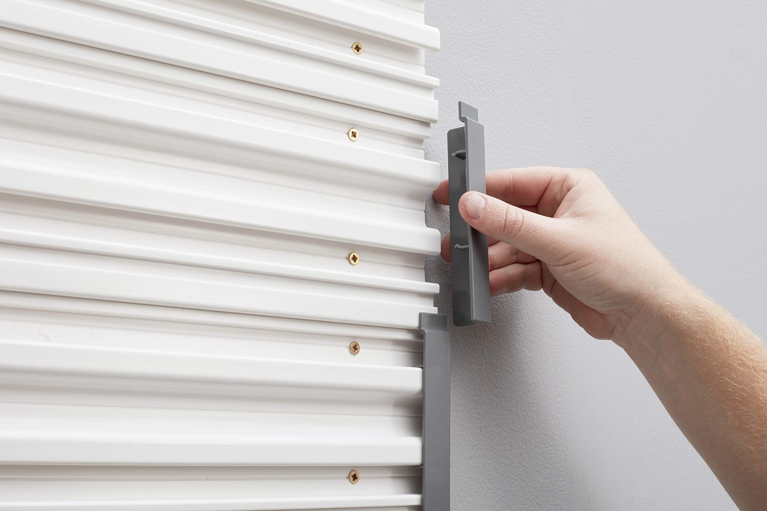 STANLEY Kit Organizzazione Parete 20 Pezzi - 2 Binari 120cm, 16 Ganci, 4 Tappi Per Garage E Officina, Grigio - Foto 6