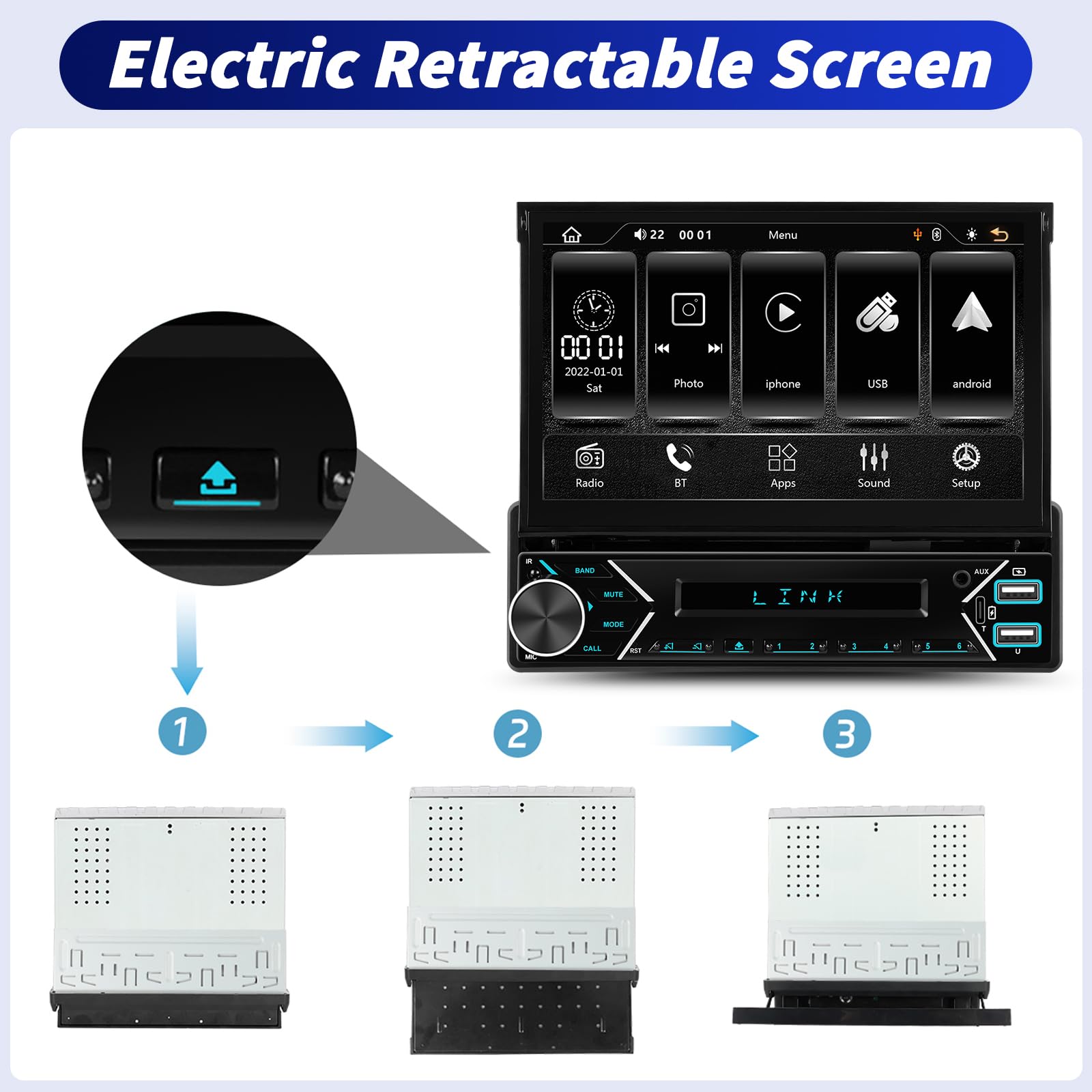 OiLiehu Single Din Touchscreen DAB+ Car Stereo with Wireless CarPlay Android Auto - Image 2