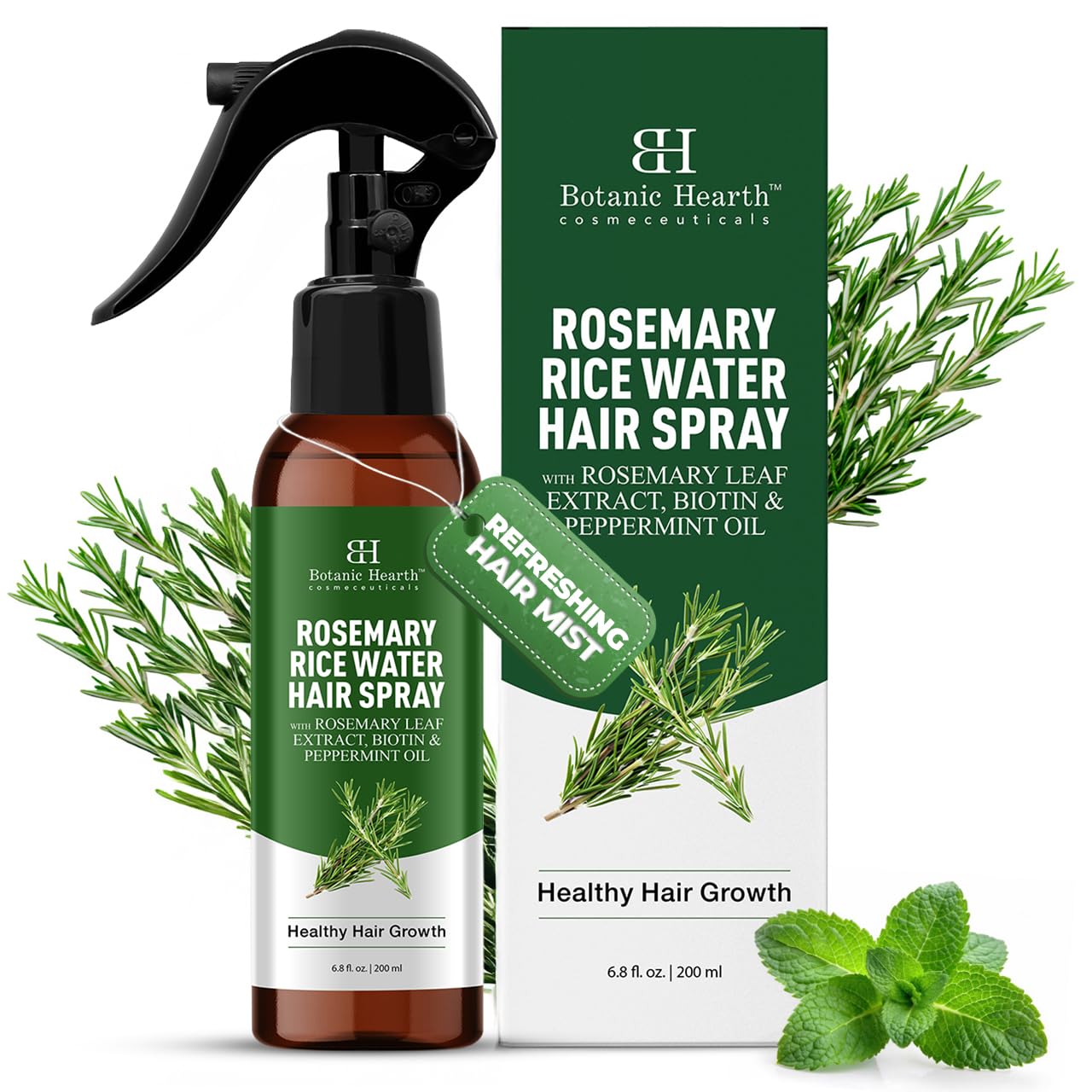 Advanced Rosemary Water Spray For Hair Growth With Peppermint, Biotin | Thinning Hair Regrowth, Scalp Treatment For Men & Women| 6.8 Fl Oz