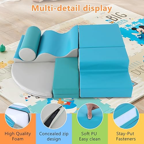 Miniatura 3 de Juego de bloques de escalada de espuma, 6 piezas para niños, juego de actividades de espuma suave, juguetes de escalada para niños pequeños,
