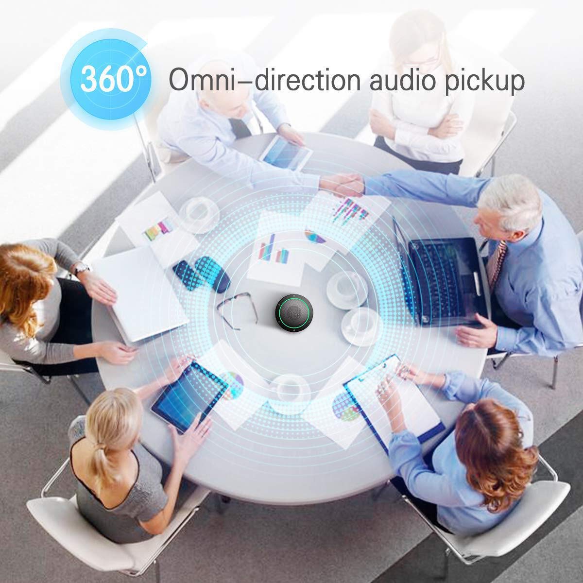 Bluetooth Conférence Haut-Parleur Microphone sans Fil pour téléphone Portable et Ordinateur, Bureau à Haut-Parleur USB pour Skype, Zoom