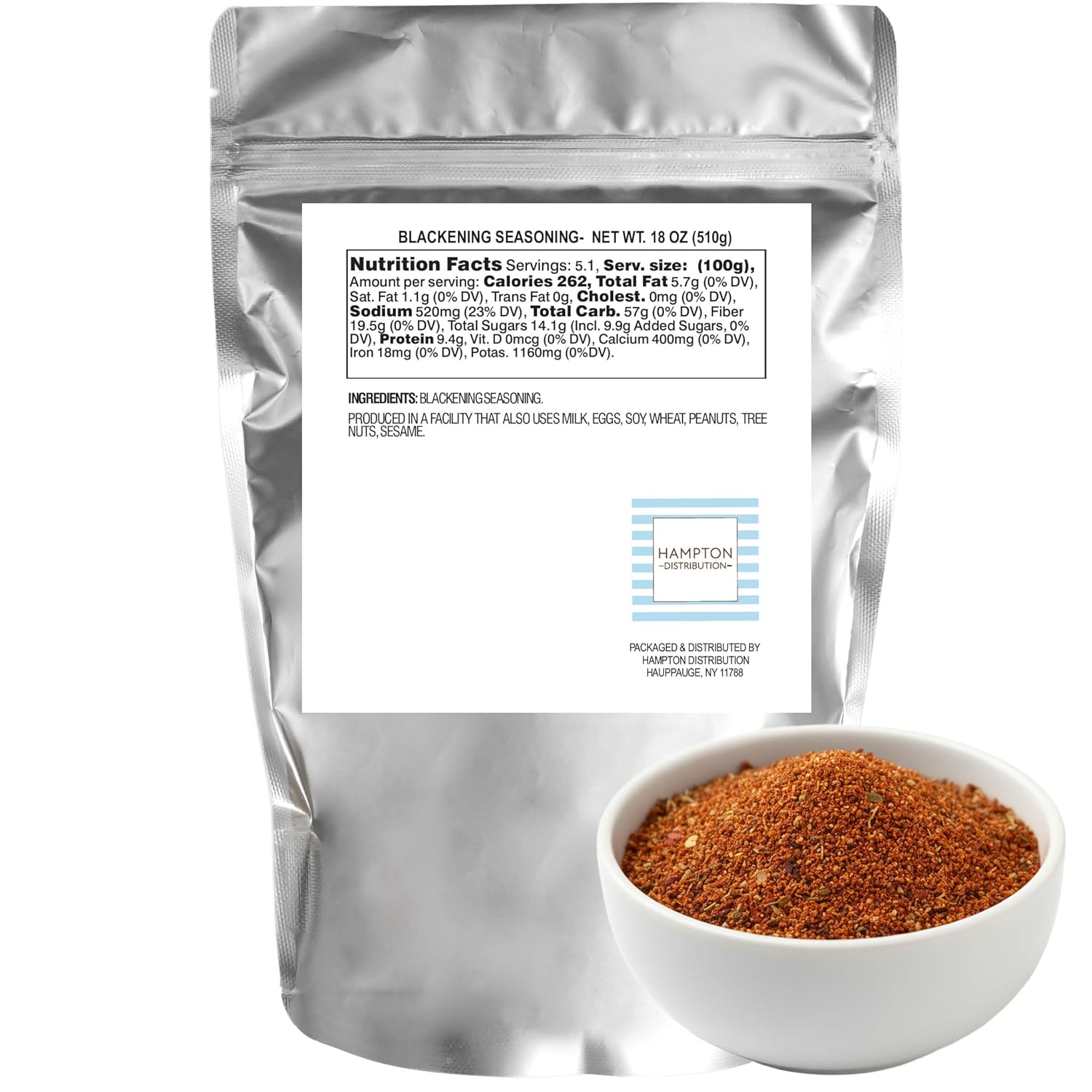 Blackening Seasoning, 18 Ounce Resealable Bag, Hampton Distribution