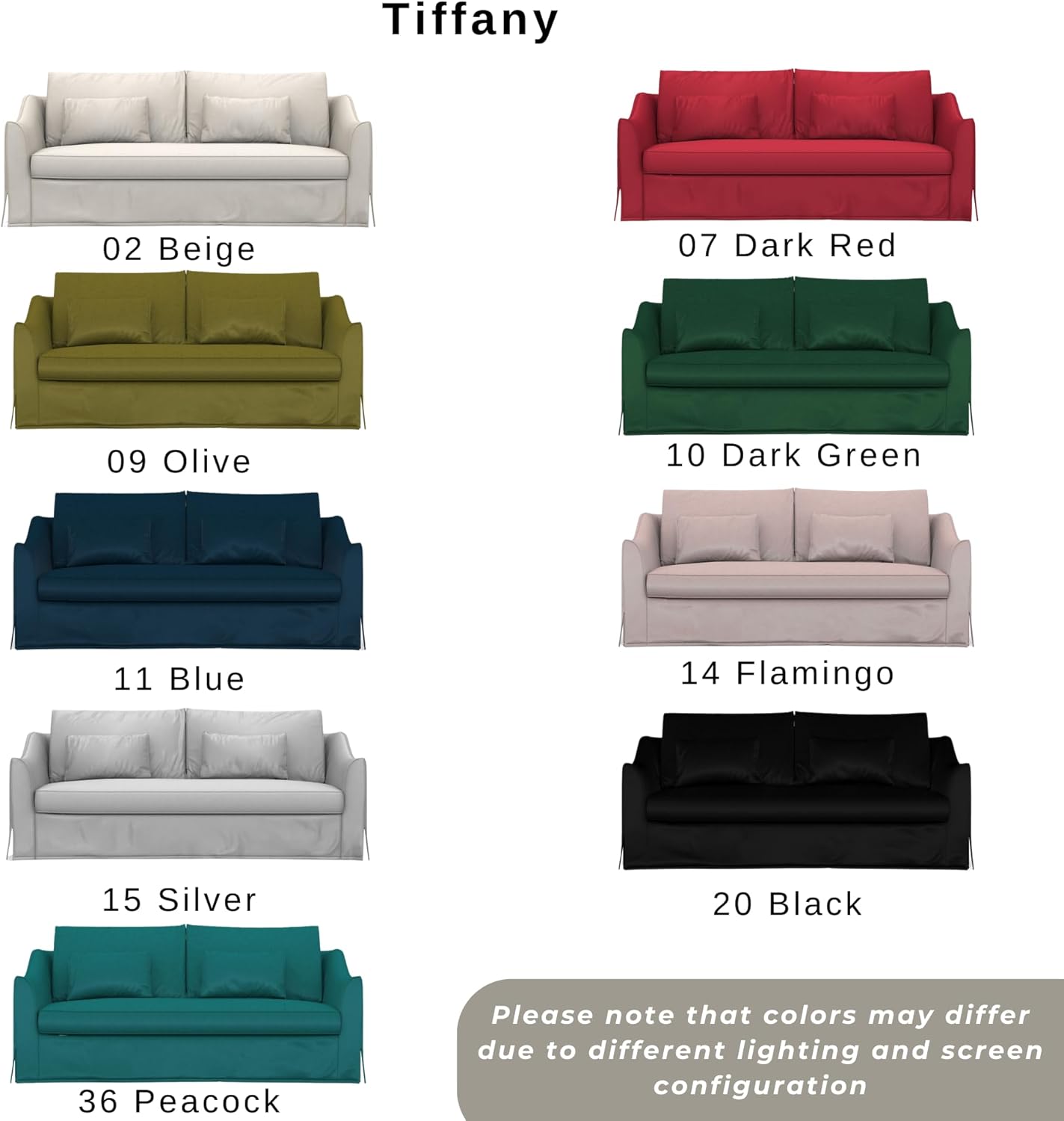 comfortly Cover for Farlov 2-Seat Sofa, Replacement Slipcover, Heavy Duty 6 pcs Cover, Soft Durable Washable Pet-Friendly Fabric, Easy to Clean & Replace (Tiffany - Silver)