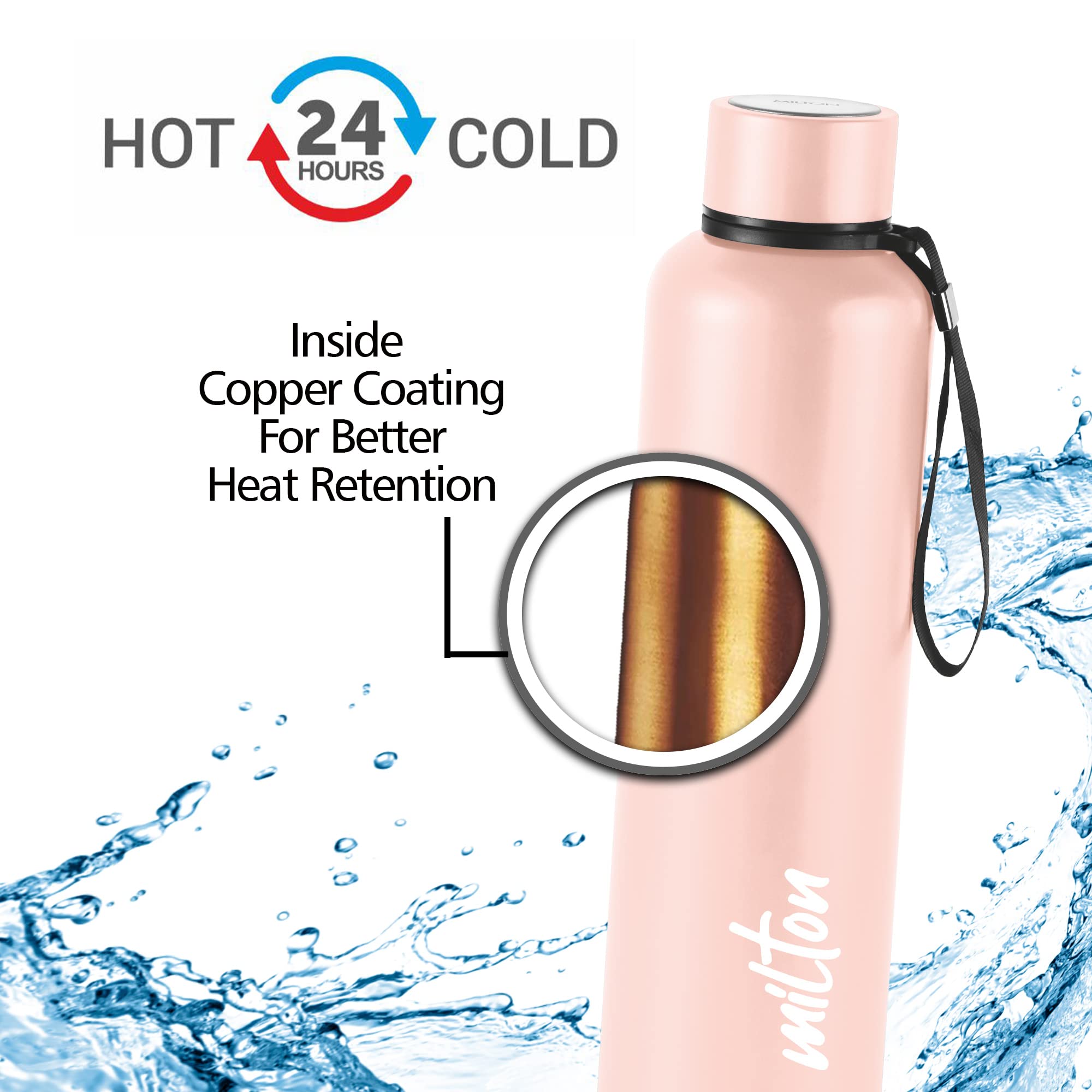 Milton Insulated Water Bottle 34 oz (1000 ml) Stainless Steel Double Walled Vacuum Flask Hot and Cold Drinks - Image 2