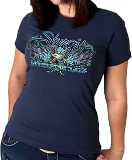 Hot Leathers Sturgis 2016 - Camiseta clásica de manga corta para mujer, diseño de cabeza de águila