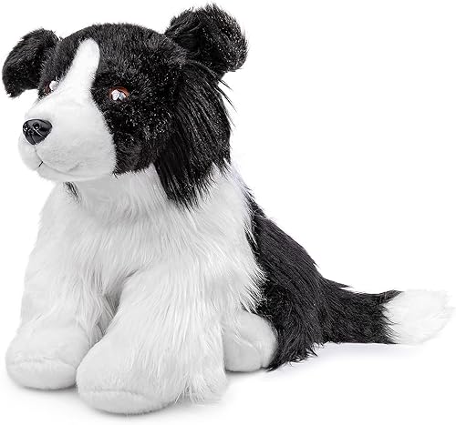 FRANKIEZHOU Peluche realista de Border Collie de 12 pulgadas, peluche de perro, juguete suave para niños, decoración del hogar, juguete para abrazar