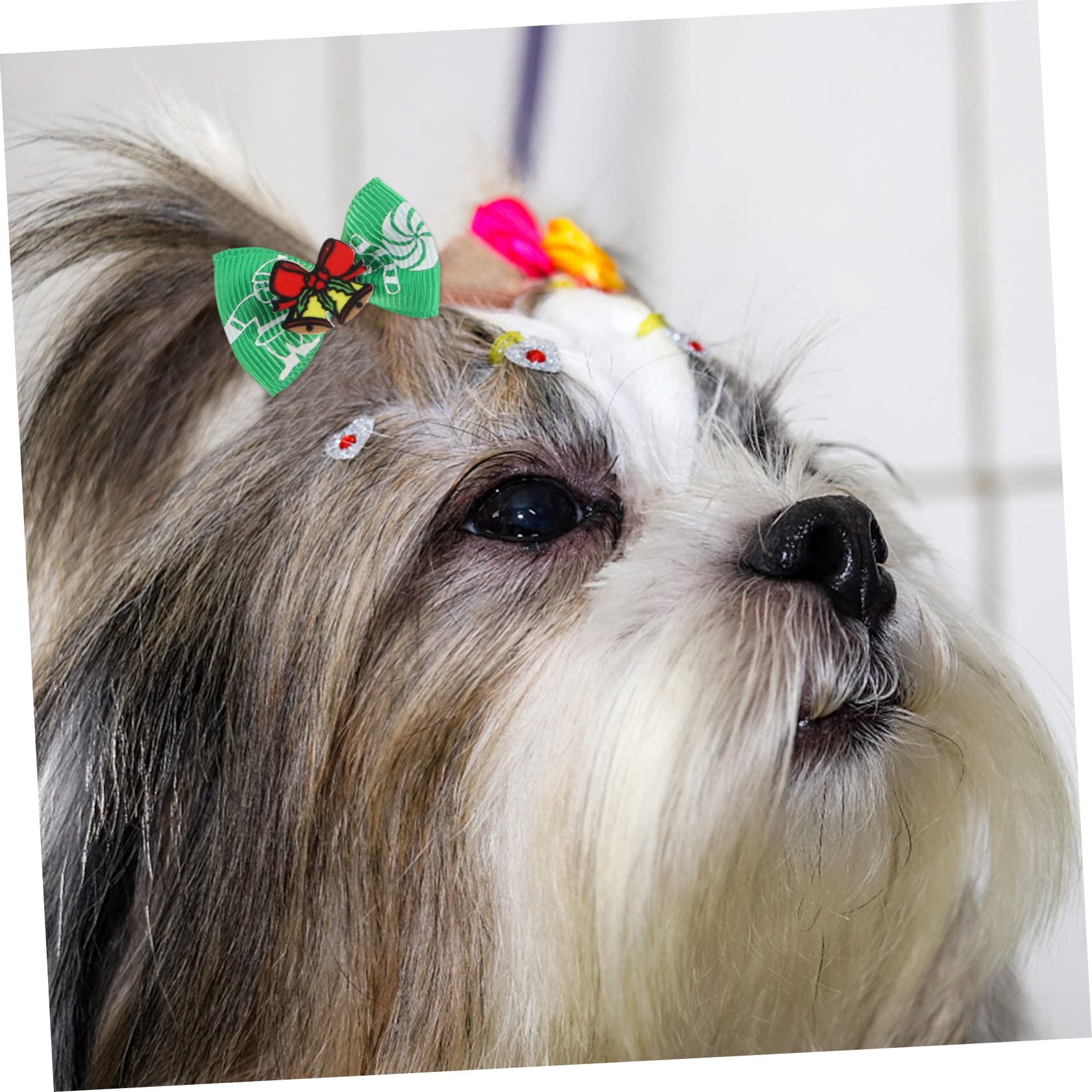3 Juegos De Bandas De Pelo para Mascotas Lazos Navideños Cuerdas para El Pelo De Perros Accesorios Elegantes para Perros (100 Unidades)