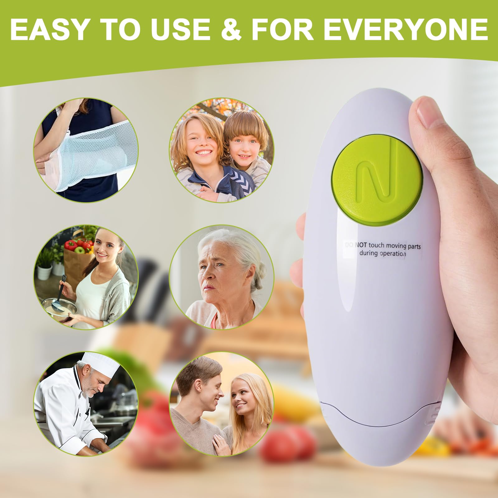 Ouvre-bocal Électrique – Ouvre-Boîtes Automatique Sans Effort, Idéal à la Maison, Accessoire Cuisine pour Tous, Alimenté par Piles (Blanc)