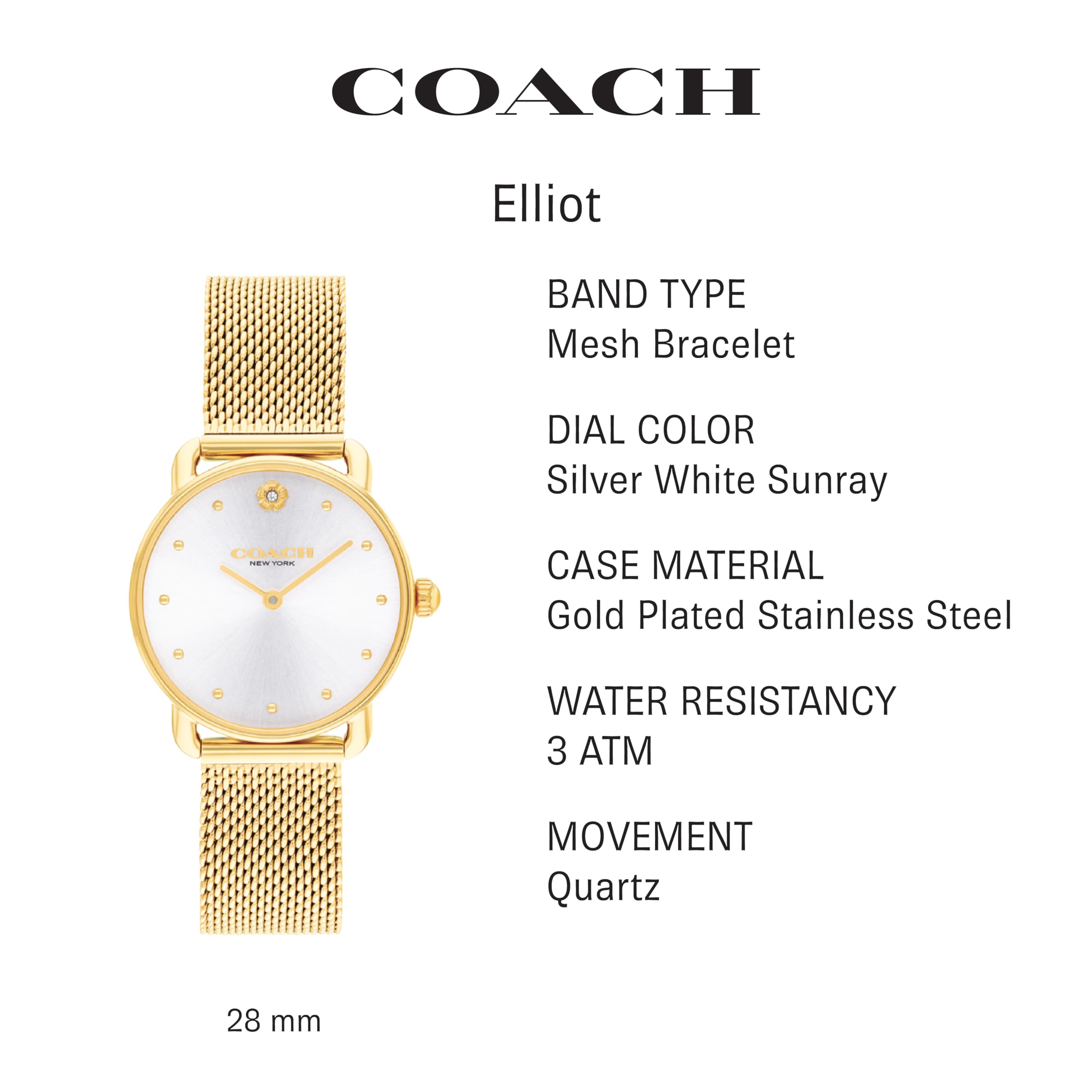 Coach Reloj Analógico para Mujeres de Cuarzo con Correa en Acero Inoxidable 14504223