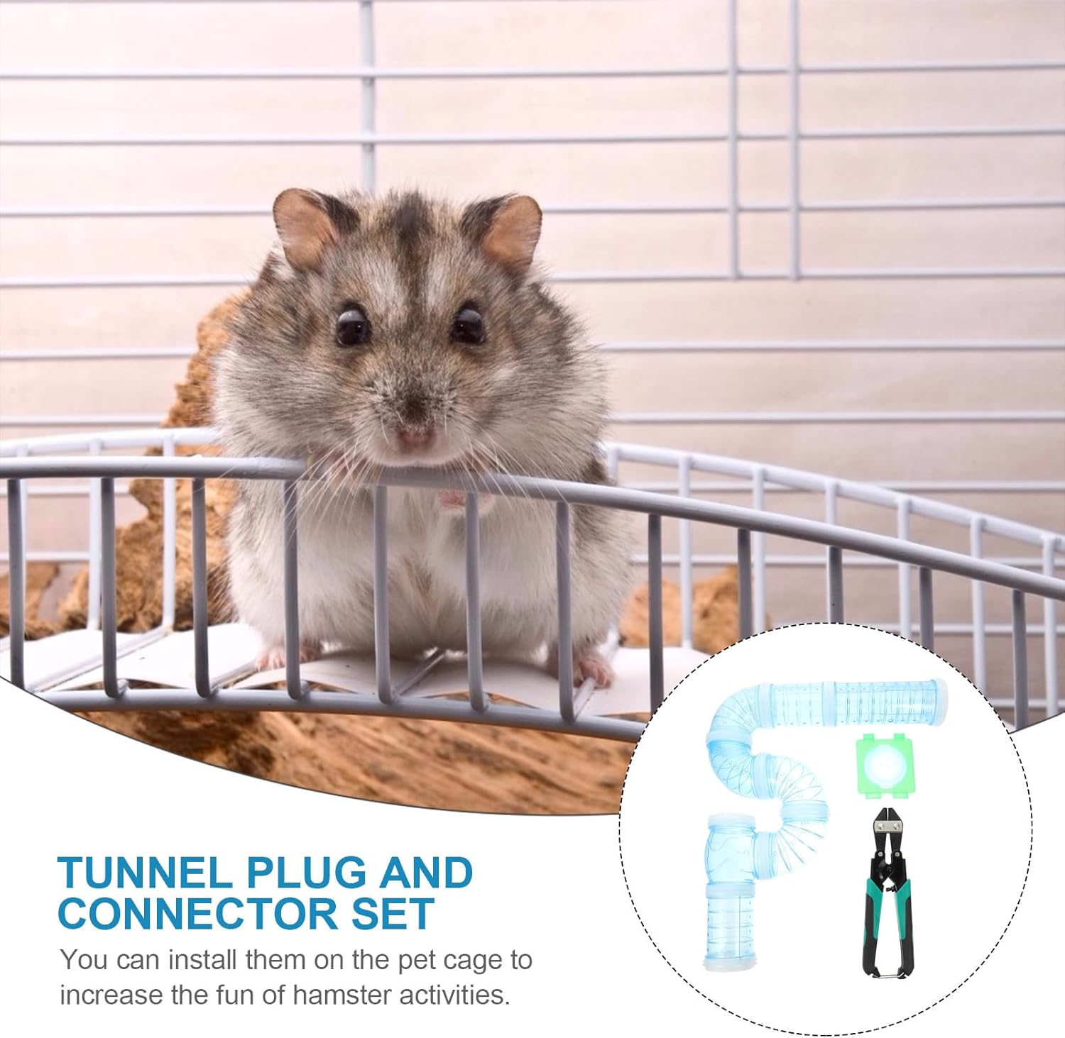 Modular Hamster Cage Tubes and Tunnel Connector Set with Boards, DIY Pet Cage Accessories for Small Animals’ Play and Exercise, Includes Colored Tube, Colored Panel, and Black