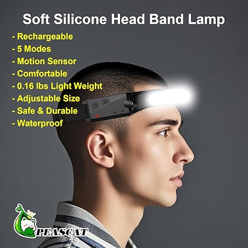 Miniatura 2 de 6 faros delanteros recargables, lámpara de cabeza de haz ancho de 230 LED recargable, potente y brillante para la frente ajustable para adultos con