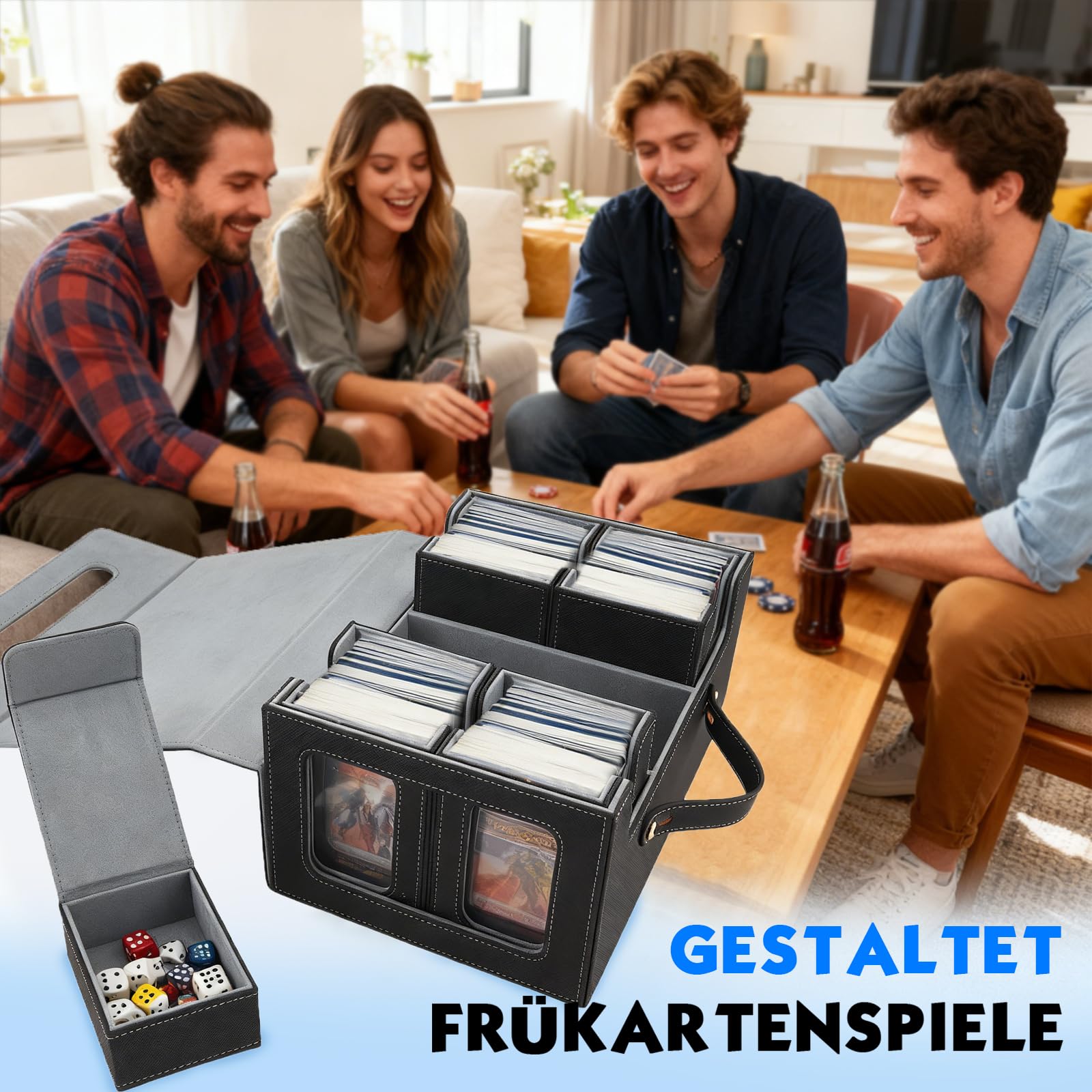 Boîte de Rangement pour Cartes à Collectionner 1800+ MTG/Yugioh/Commander/Pokémon, avec Séparateurs Réglables et 4 Rangées, Compatible Cartes Magnétiques/Toploader/Sleeved/Sleeveless