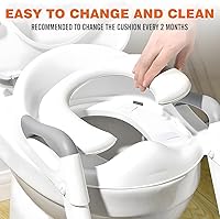 Vista 8 de SKYROKU 8868 - Asiento de inodoro mejorado para niños y niñas, 2 en 1, protector contra salpicaduras, taburete antideslizante para escalones, base