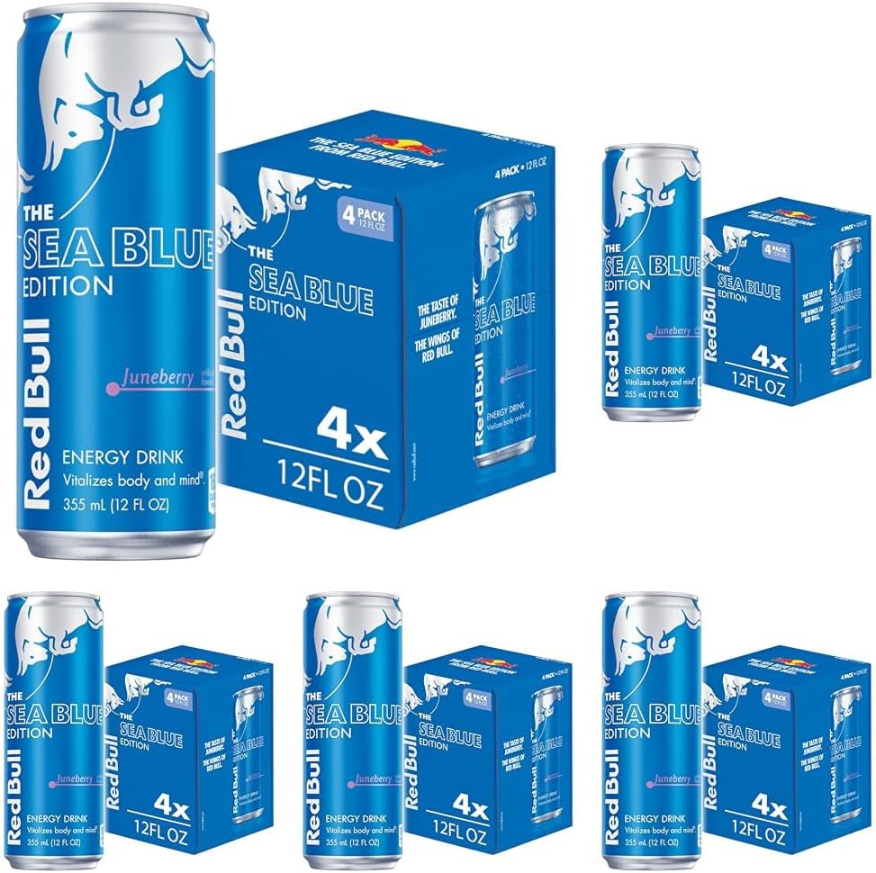 Red Bull Sea Blue Edition Energy Drink | 12 Fl Oz | 4 Cans | Pack of 5
